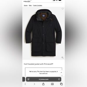 J. Crew men’s Hull hooded jacket with PrimaLoft® size medium